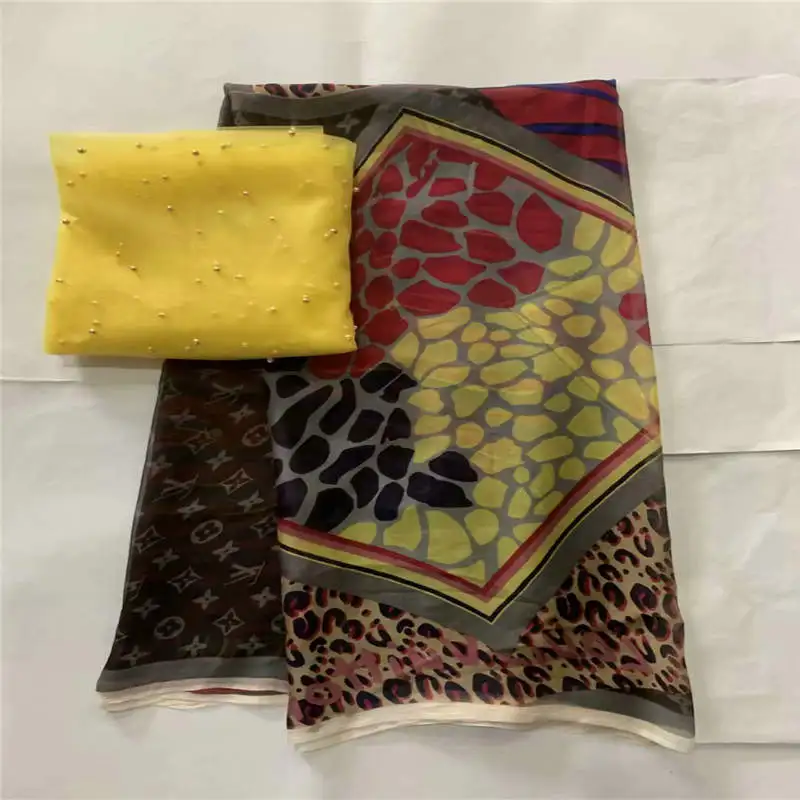 

2019 High Quality Fashion Printed Silk Chiffon Fabric 5 Yards And 2 Yards Of Tulle Chiffon Fabric! LXF42516