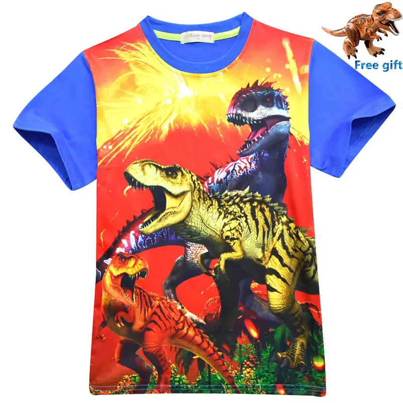 Высококачественная брендовая летняя футболка для мальчиков и девочек Детские футболки с принтом динозавра Юрского периода, детская одежда От 4 до 12 лет