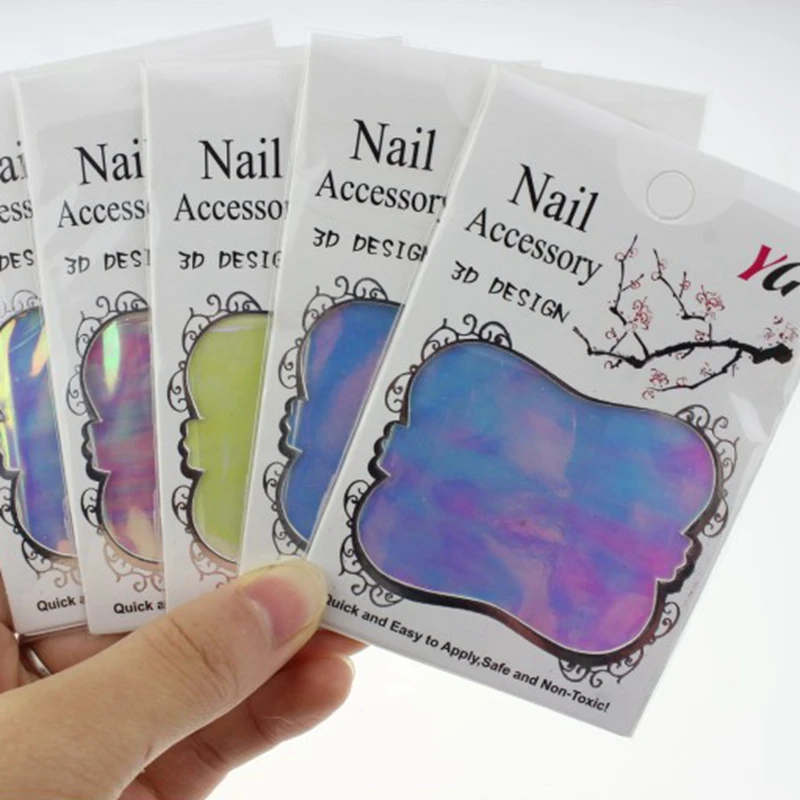 Blueness 5 цветов Аврора наклейки для ногтей Волшебные нестандартные стеклянные