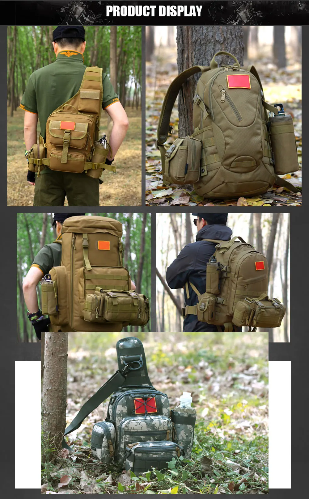 Hot Sale Sports Single Shoulder Military Camping Hiking Tactical Bag Handbag Outdoor Men Waterproof Army Molle Hunting Backpack