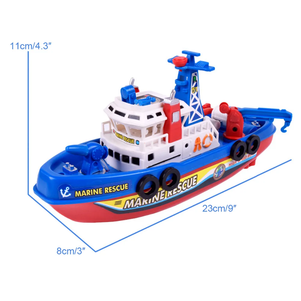 Electric Fire Boat LED Flashing Light Up W// Music Watercraft Gift Kids Bath Toys