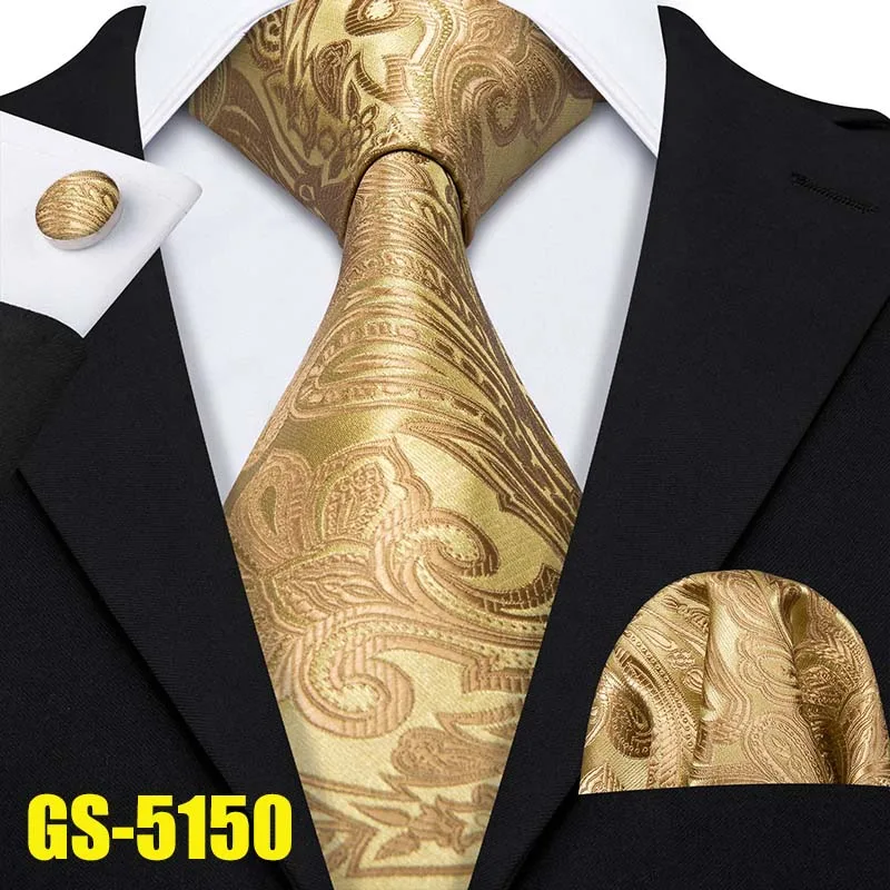 GS-5150 Золотые мужские галстуки шелк жаккард Тканые 7 цветов одноцветные галстуки для мужчин Свадебная деловая Вечеринка Barry.Wang 8,5 см шейный галстук набор GS-07 - Цвет: GS-5150