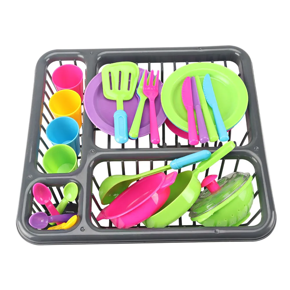 Cheap 28Pcs Children Play Pretend Toys Educational Kitchen Cooking Tableware Playset