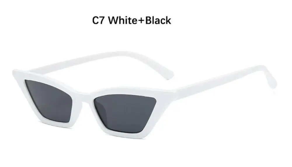 C7 white gray Маленькие солнцезащитные очки в стиле ретро, унисекс, прямоугольные, новинка, очки, прозрачные, розовые оттенки, для женщин, 90 s, крошечные дизайнерские солнцезащитные очки, сексуальные - Цвет линз: C7 white gray