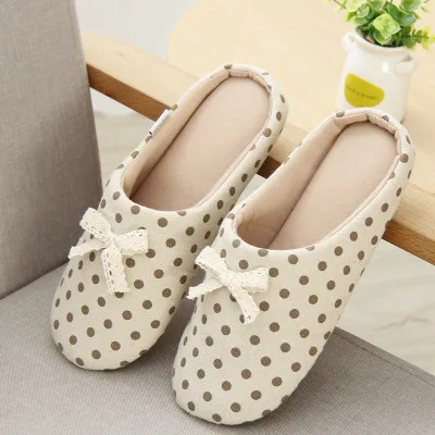 Simple household slippers fashion slippers, non slip slippers spring and autumn Children's home shoes Girls bow cotton slippers - Цвет: Коричневый