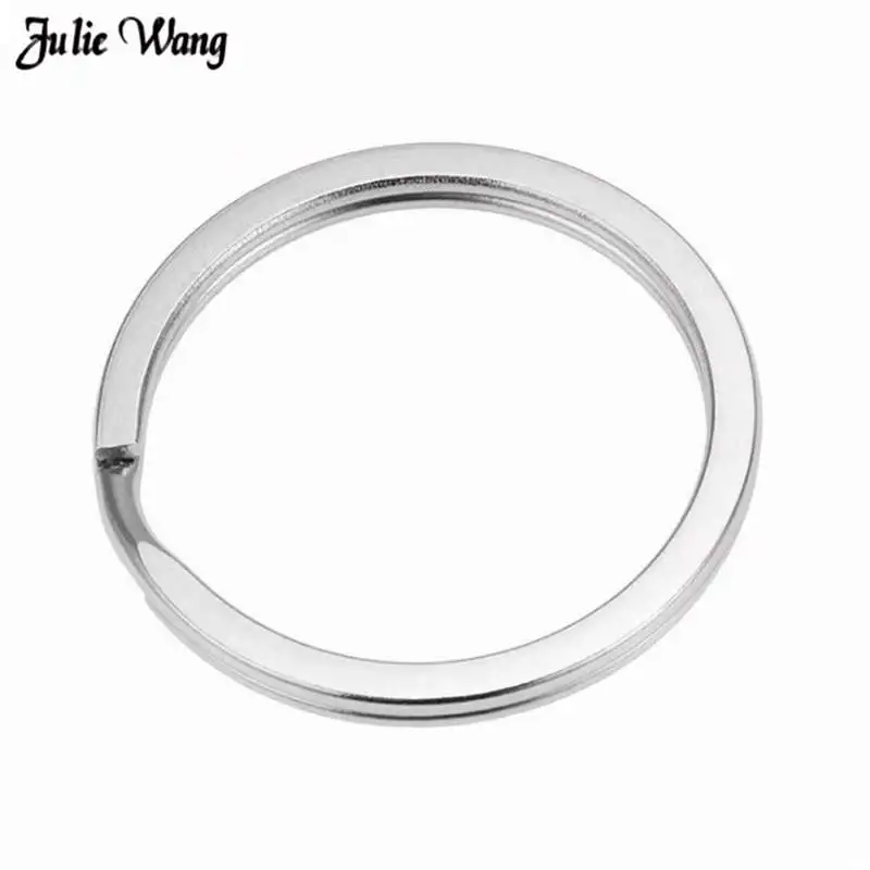 JulieWang 10 шт. 25 мм 28 30 32 гладкое кольцо для ключей из нержавеющей стали серебряного