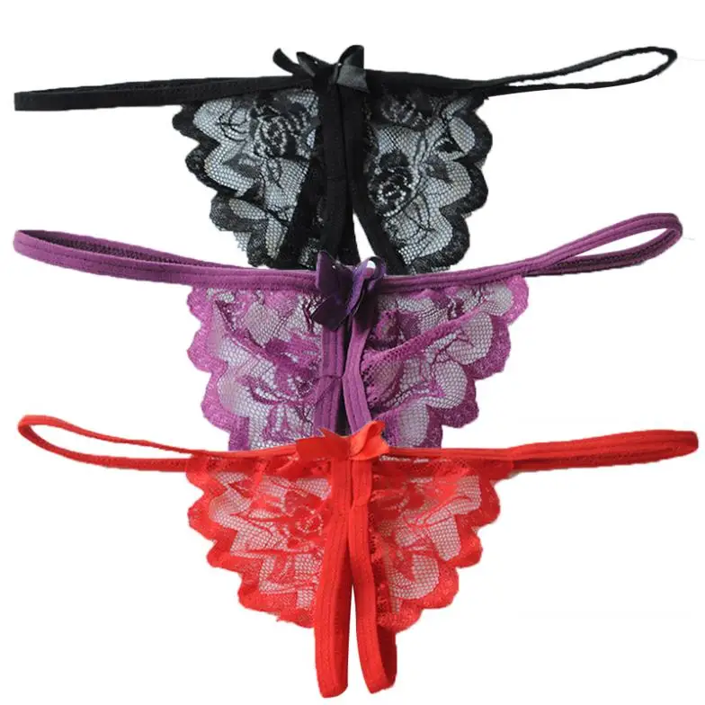 2017 Ladies Sexy Open Crotch Thongs G string V string T Back Panties Knickers Underwear lingerie