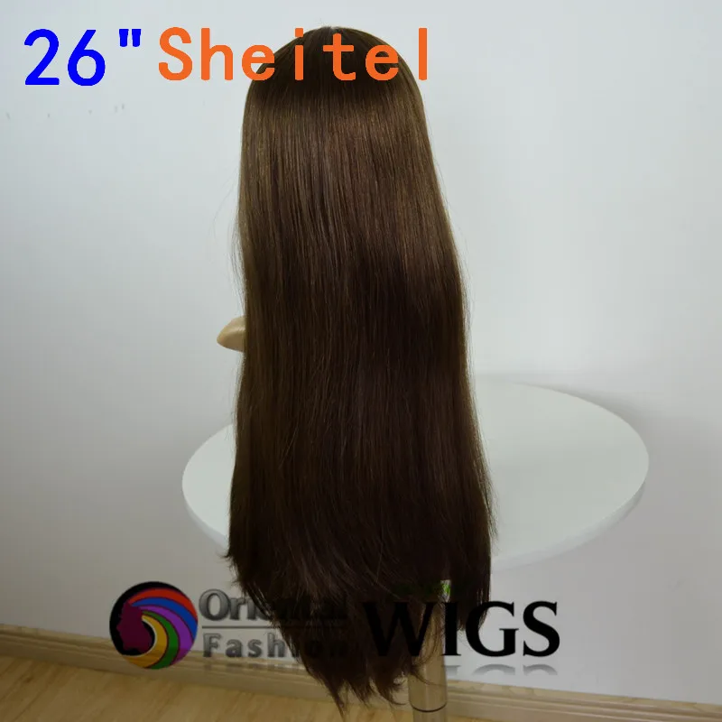 Free shipping 26 inch 8 Kosher sheitel wigs hasidic silk top married
