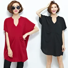 HOT 2016 New Women Summer Ladies Casual V Neck Blouses Loose Shirts Solid Fluid Systems SHORT Sleeve blusas y camisas mujer