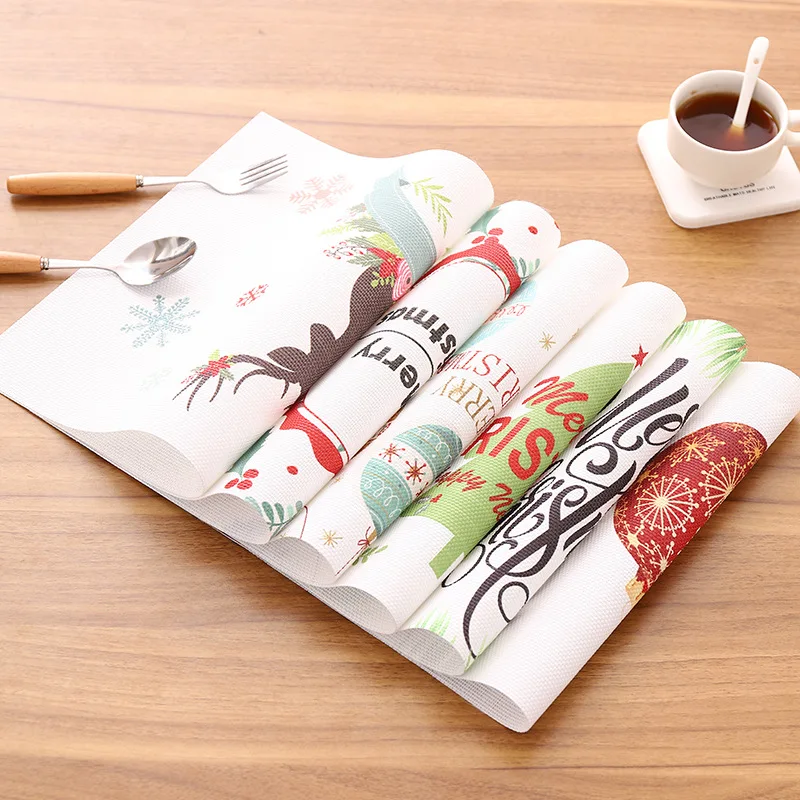 

Christmas Dinner Mat Western Table Mat Thermal Insulation Non-slip Mat Non-washable Dish Mat Festival Restaurant Table Mat