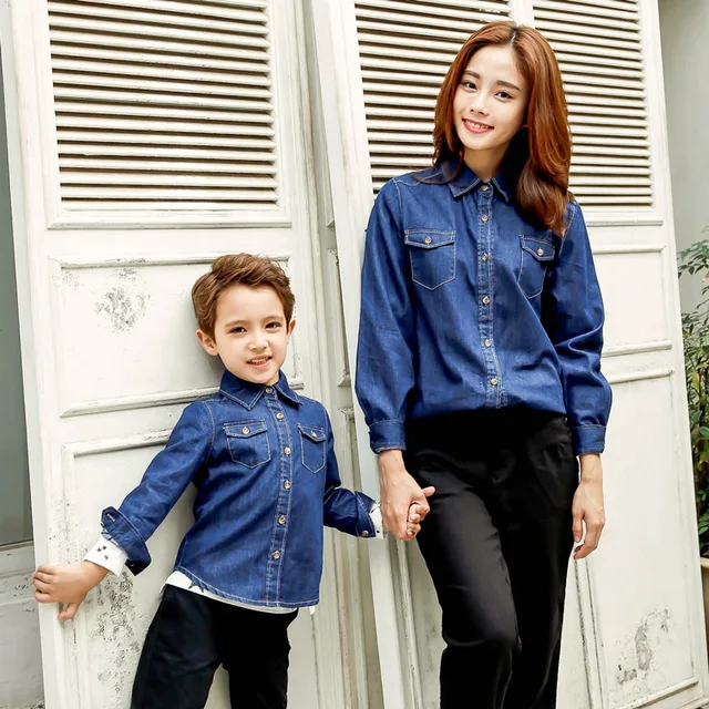 family matching denim shirts