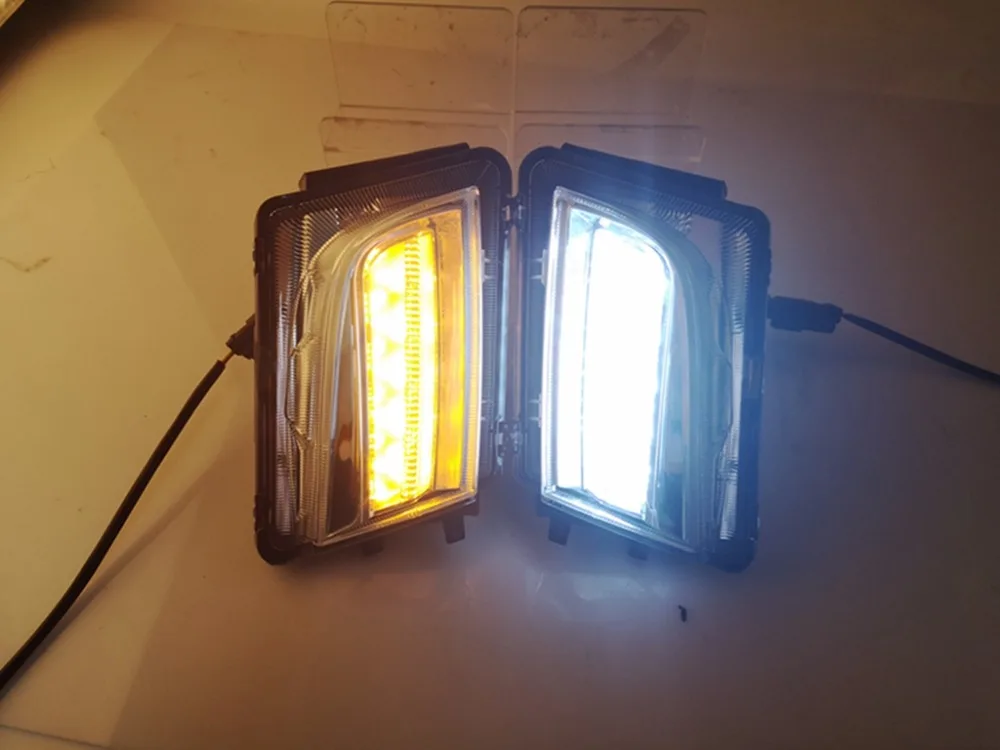 RQXR led drl дневного света для Cadillac ATSI 2014 2019 с динамическим движущимся желтым