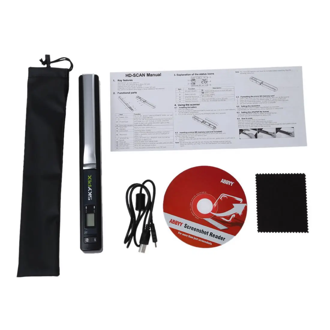 

SKYPIX 900 dpi Handheld Scanner to preserve documents letters or recipes recording content on a memory card for later retrieval
