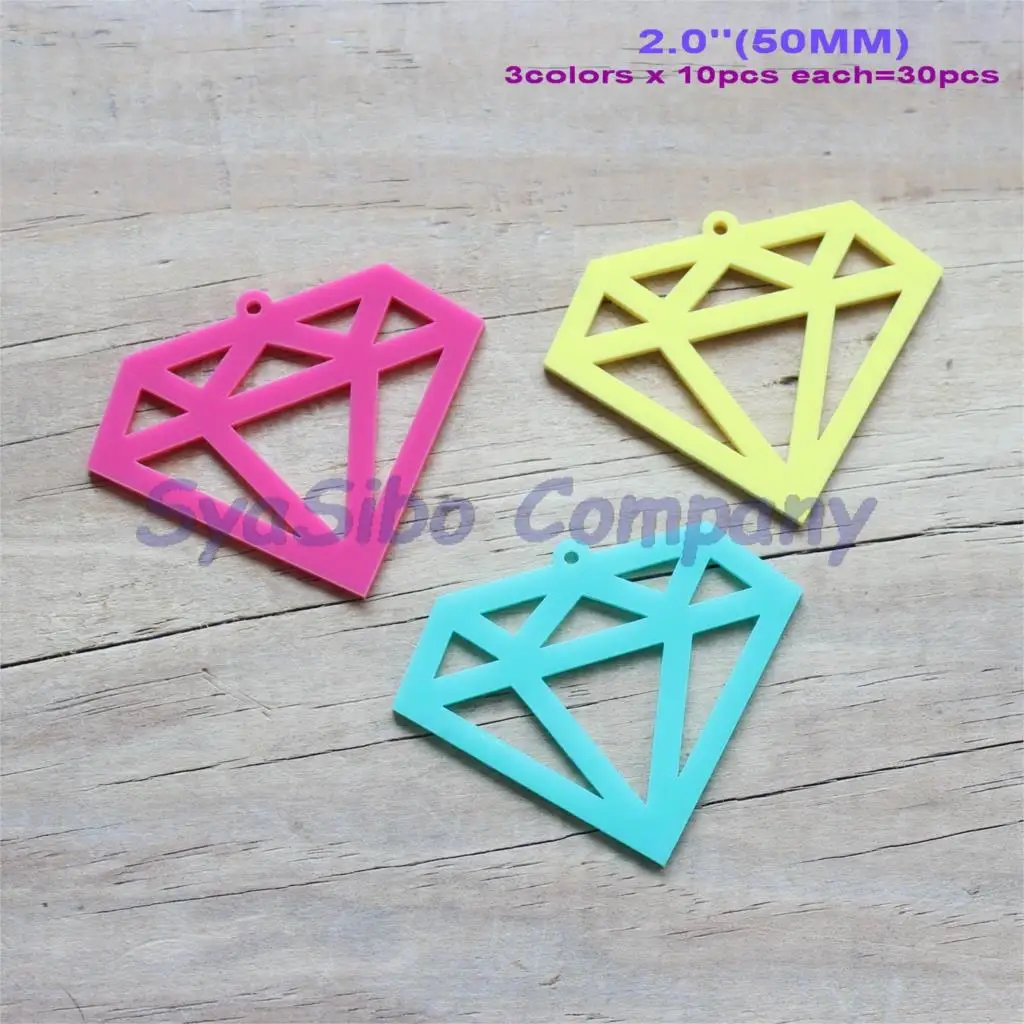 

(8pcs each) 50mm Acrylic Diamond DIY Decor Yellow, Turquoise, Hot Pink, Jewelry Ornaments 2" -AC1390KO