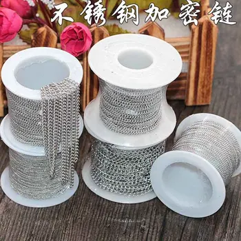 

10yards/roll 1.3mm 1.4mm 2mm 2.3mm 3mm Width Silver Tone Stainless Steel Metal Link Chain for Necklaces Bracelets Jewelry Making