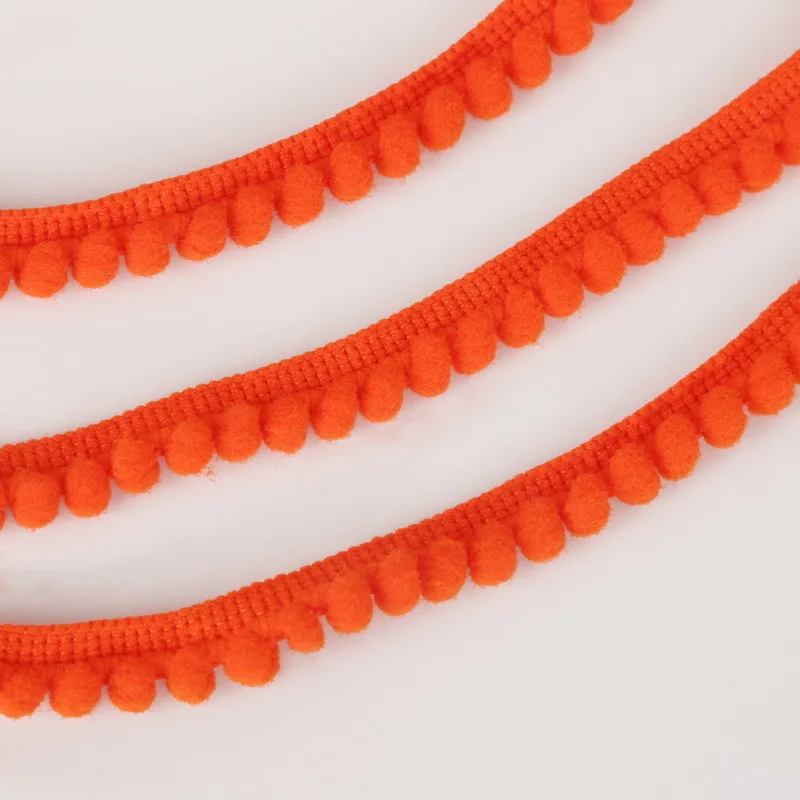 5 ярдов помпон шар кружевная отделка ткань 10 мм помпон лента с бахромой для шитья украшения ручной работы DIY аксессуары для одежды - Цвет: Orange Red