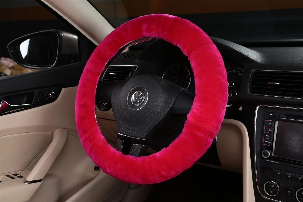 Furry Fluffy Fur Plain Steering Wheel Car Cover Winter Heated Wheel