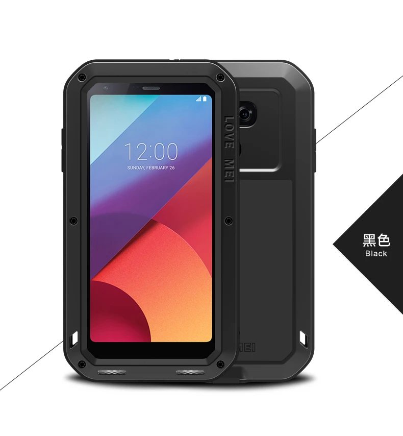 Алюминий металлический бронированный чехол для телефона для LG G6 G5 G4 противоударное Стекло силиконовый ударопрочный чехол для всего тела телефон Защитный чехол для LG G6 G4 - Цвет: Black