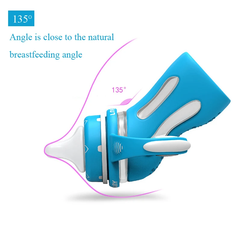

Bottle Feeding180/240ml Baby Normal Flow Tip Angle Fall Resistant Anti-Colic Newborns Milk bottles with Temperature Sensing 0-3