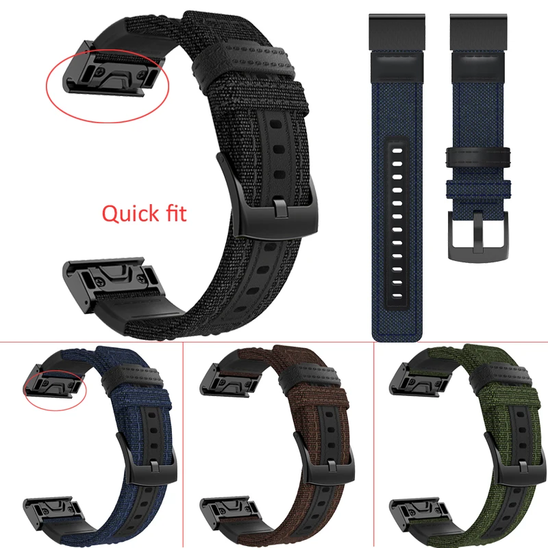 26 мм Натуральная нейлон + кожаный ремешок для наручных часов Garmin Fenix 5X плюс D2 3 HR