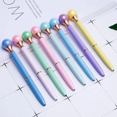 

30pcs kawaii ballpoint pen cute stationery luxury pearl spin metal pens for school office writing supplies pen fashion girl gift
