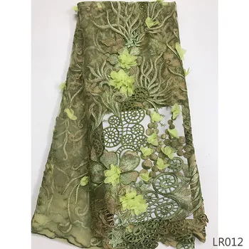 

2018 Embroidered beaded African lace Applique French lace fabric High quality African 3d lace fabric for wedding dress Lr012