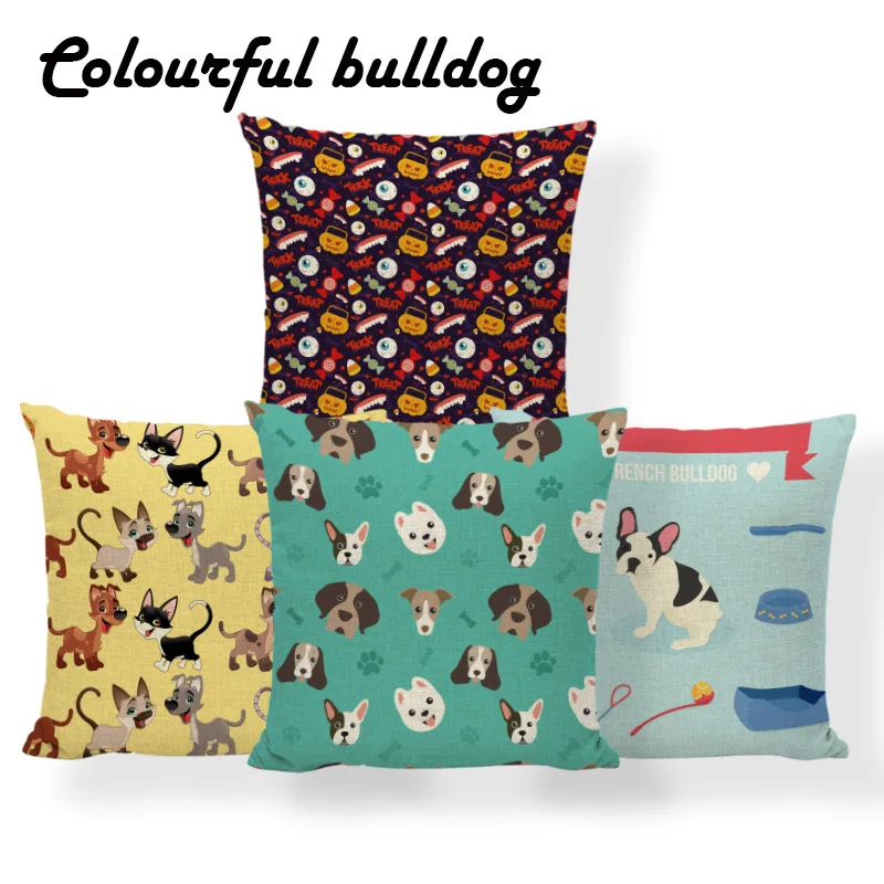 

Dachshund Pugs Cushion Chihuahua Halloween Animal Pillow Case Hippie Family Lumbar Support Throw Pillow Cases 18 Inch Polyester
