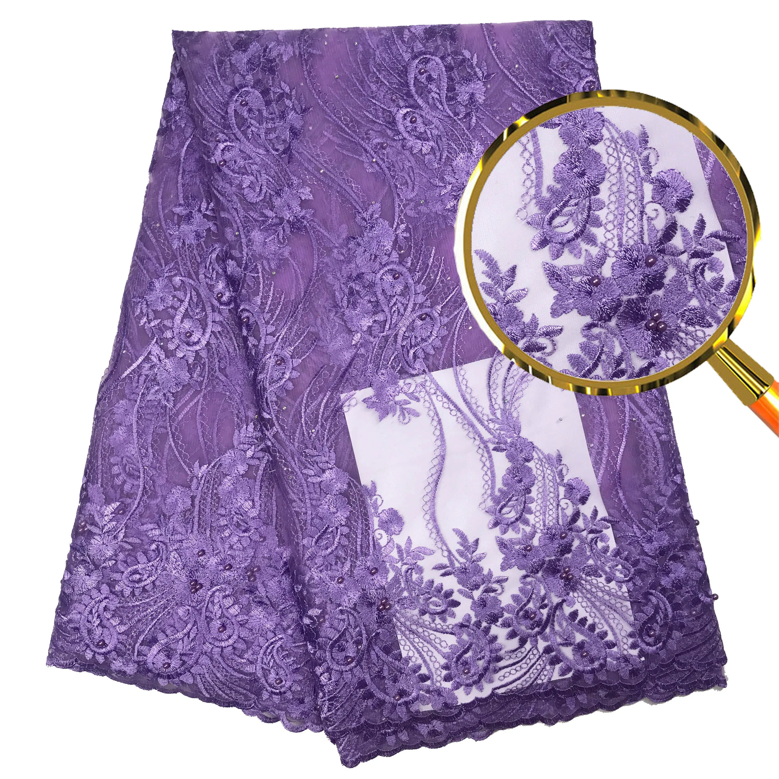 

African Net Lace Embroidery Fabric, Blush Lace Fabric Good Quality For Bride, Newest Flower Tulle Lace Sewing
