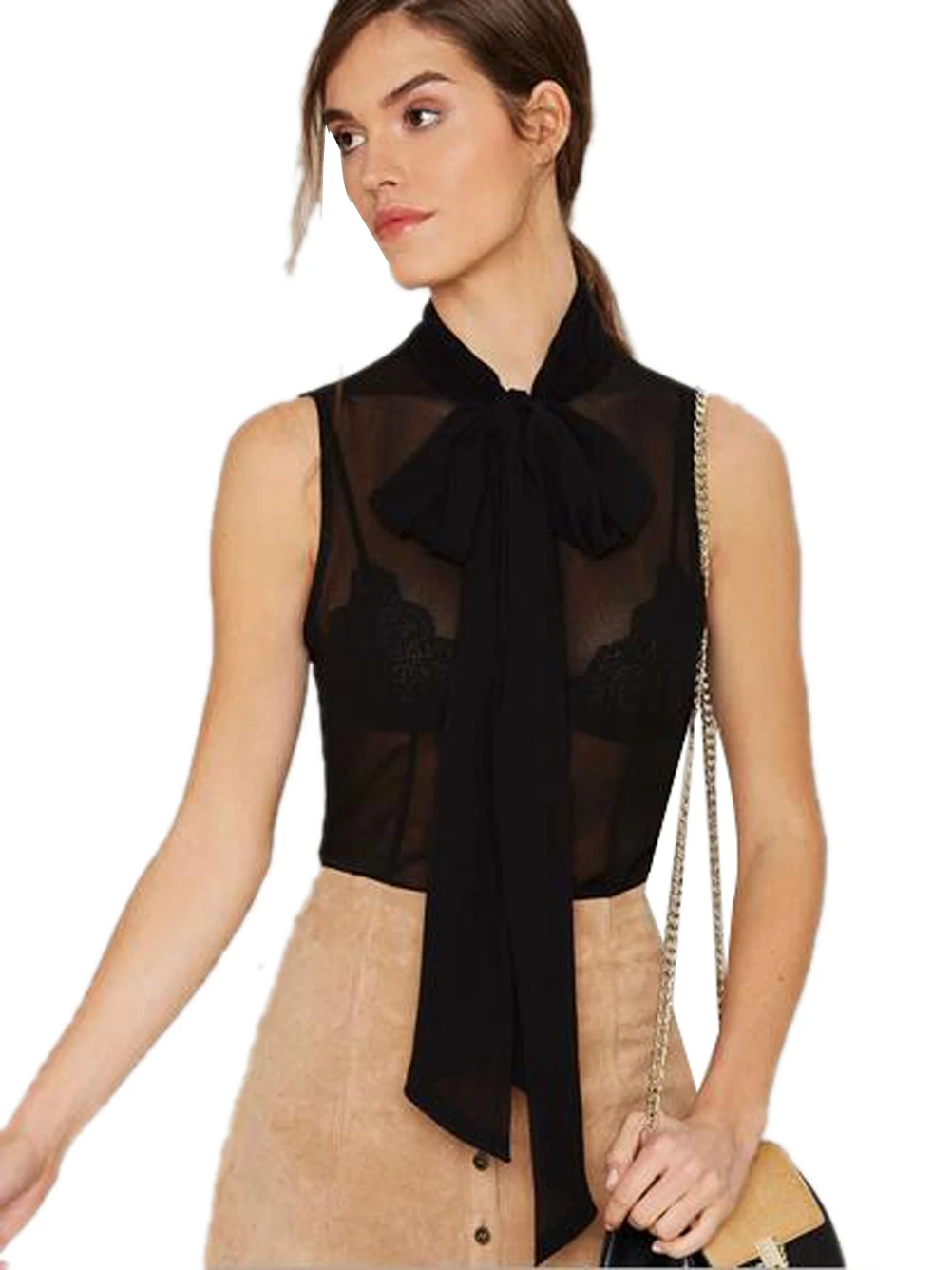 sheer sleeveless top