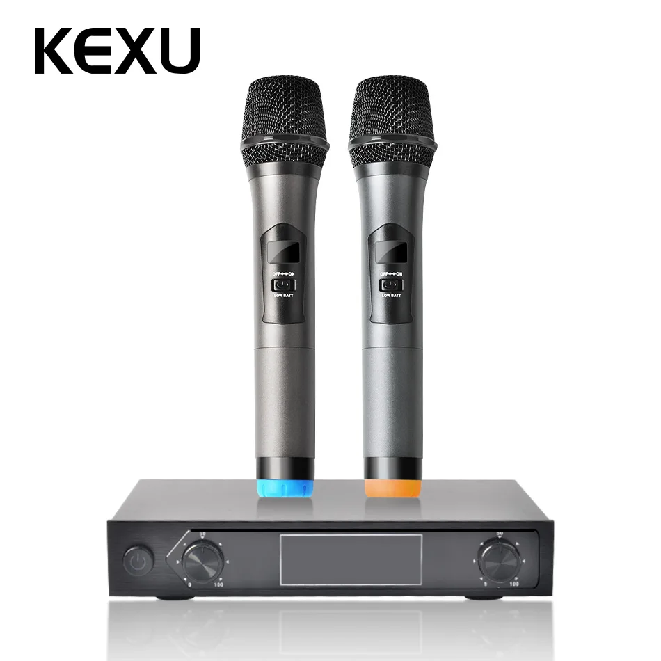 

KEXU Professional Wireless Microphone KTV Karaoke Digital LED Display Handheld Style Multifunctional Microphone with Receiver