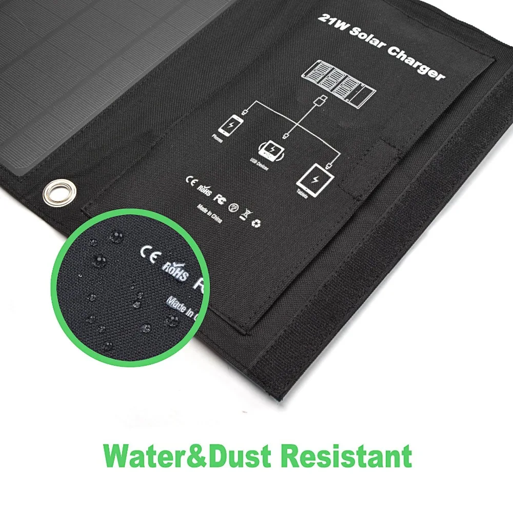 Solar Charger 5V 21W Built-in Battery Portable Solar Cells for iPhone 5 6 6s 7 8 X iPad Samsung Xia