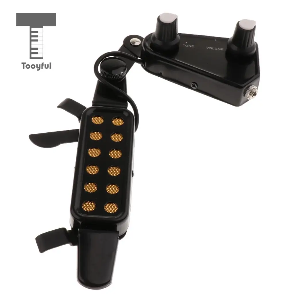 Tooyful 1 Set Acoustic Guitar Soundhole Pickup Transducer With Tone Volume Control & 6.35mm 3.5mm Cable
