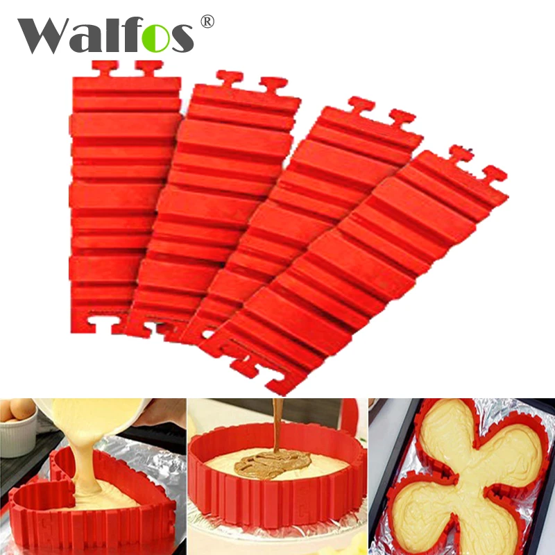 

4 Pcs/set Silicone bakeware Magic Snake cake mold DIY Baking square rectangular Heart Shape Round cake mould pastry tools