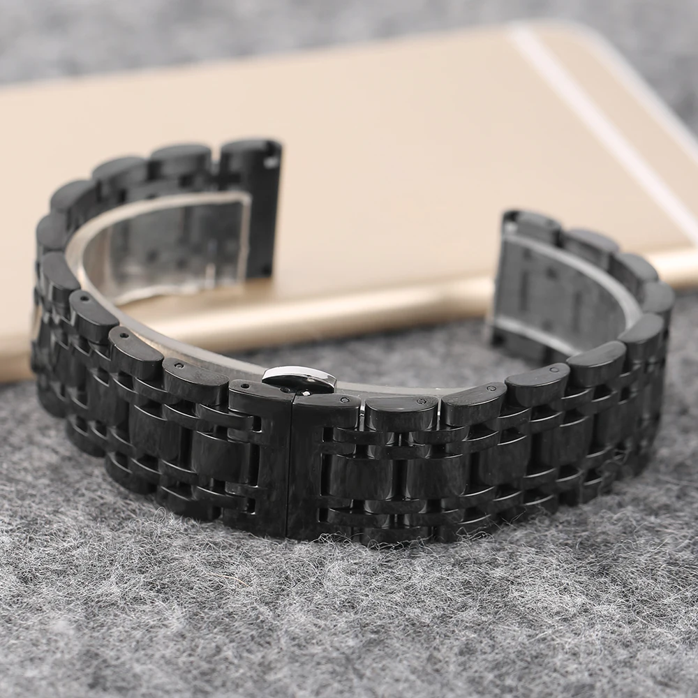 20 22 mm Men's Solid Stainless Steel Wrist Band High Quality  Replacement Folding Buckle Strap Black Gold Womens Metal Bracelet1 (18)