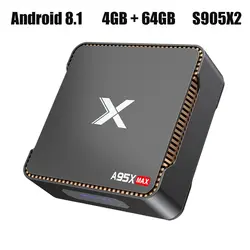A95X Max умные телевизоры Box Android 8,1 Amlogic S905X2 4 Гб оперативная память 64 Встроенная к Декодер каналов кабельного телевидения 2,4 г + 5 Wi Fi 1000 м BT 4,2 Media