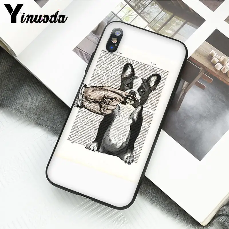 Book newspaper background Cute French Bulldog