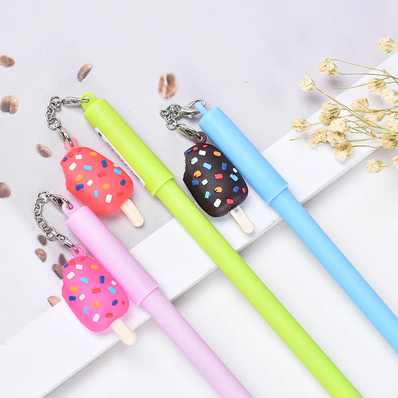 36pcs/lot Cartoon Candy Color Ice Cream Pendant Gel Pen Students Children Writing Stationery Pen Office Supplies Decorations