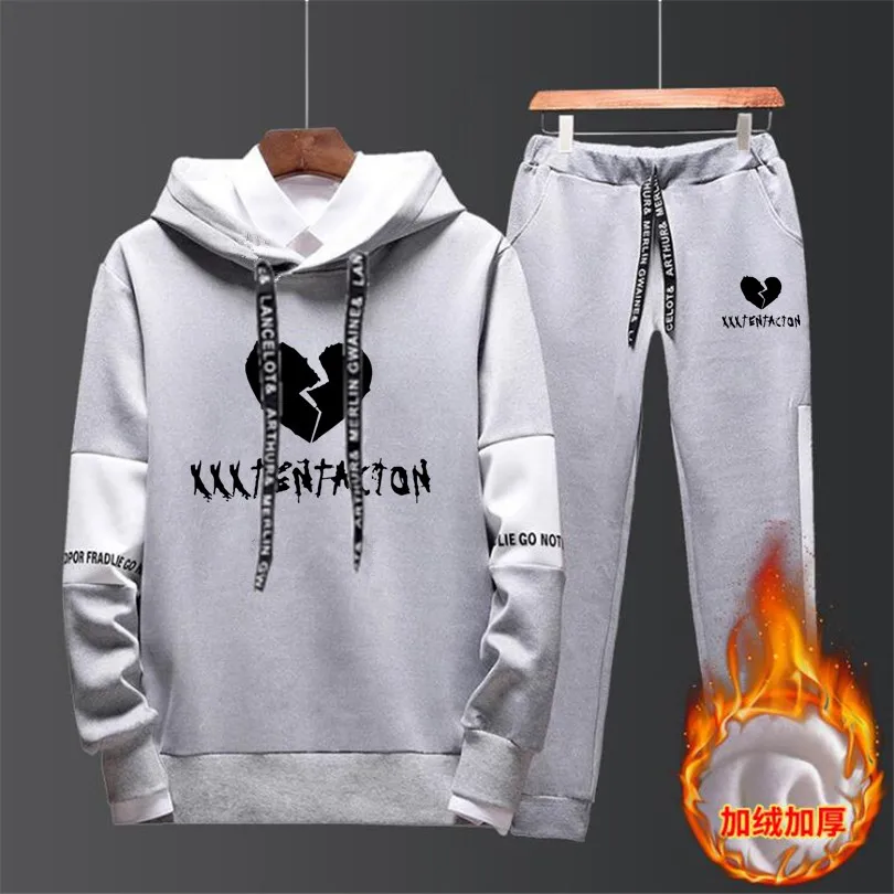 XXXTentacion Men ADI Tracksuits Outwear Hoodies Sportwear Sets Male Sweatshirts Cardigan Men Set Clothing+Sweatpants Pants 3XL