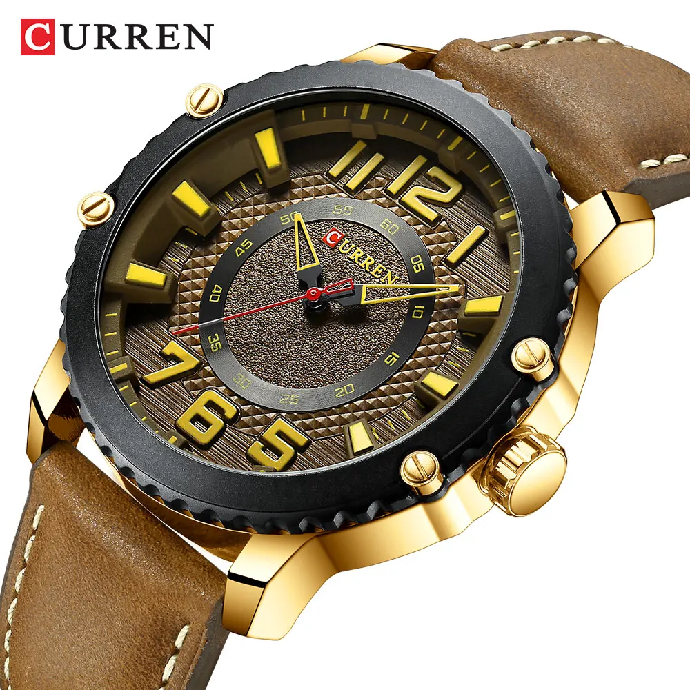 CURREN Men's Watches Genuine Leather Waterproof Man Business Quartz Sports Watches Military Watch Male Clock Relogio Masculino
