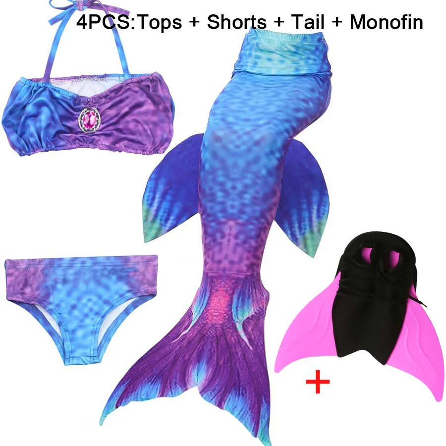 

Children Mermaid Tail with Monofin Kids Girls Costumes Swimming Mermaid Tail Swimwear Bikini Swimsuit Flipper for girls 2019 New