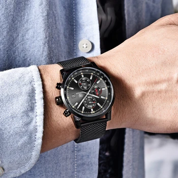 

Fashion Sport Mens Watches BENYAR Brand New Luxury Military Stainless Steel Quartz Watches Chronograph Relogio Masculino 2019