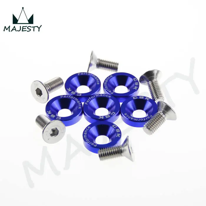 12 PIECE M8 HEX FASTENERS FENDER WASHER BUMPER ENGINE CONCAVE SCREWS JDM BLUE | Автомобили и мотоциклы