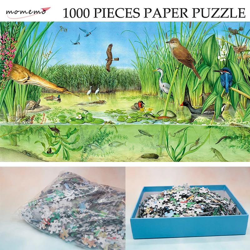 

MOMEMO The Freshwater Ponds Adult Paper Puzzle 1000 Pieces Ecosystem Jigsaw Puzzle Original Exquisite Hand-painted Puzzles Gifts