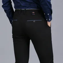 Штаны мужские плюс размер 28-40 модные Бизнес Тощий strech брюки мужчин Тонкий платье брюки для отдыха Повседневное брюки Для Мужчин's