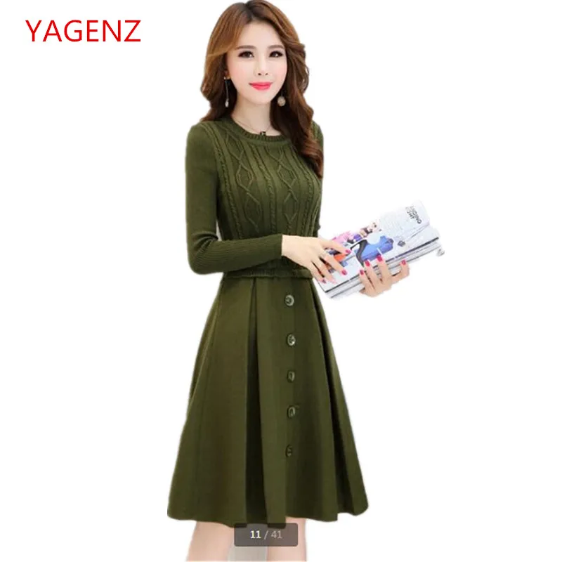 

High quality Women Autumn dress Young women Long dress New product Tall waist Stitching cashmere Knitting Women clothes BN2824