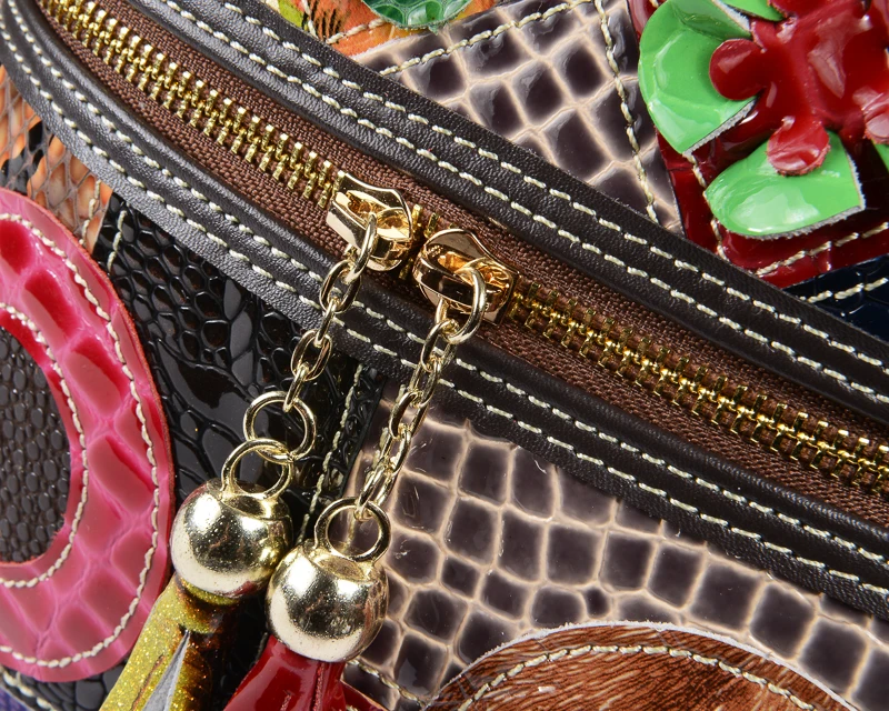 San Maries/сумки через плечо из лакированной кожи с кисточками и цветком в стиле пэчворк; женская сумка-мессенджер со змеиным узором;