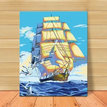 MOLEK DIY картина маслом по номерам на холсте парусник абстрактная раскраска картина стене плакат работа для гостиная домашний декор