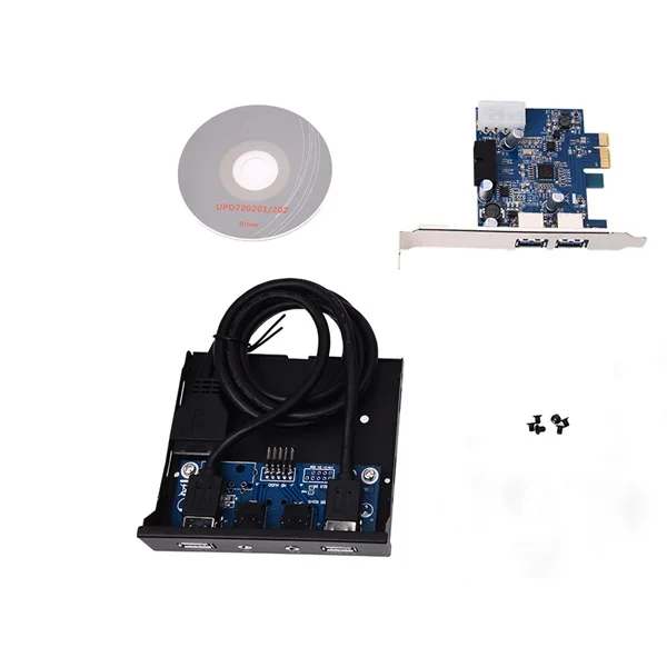 GTFS Горячая PCI Express PCI-E карта 2 порта концентратор адаптер+ USB 3,0 Передняя панель 5 Гбит/с Hi-speed