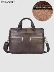 CARANFIER мужские Портфели Бизнес дорожные сумки из натуральной яловой кожи ноутбук Твердые молния сумки на плечо мужская тотализаторов