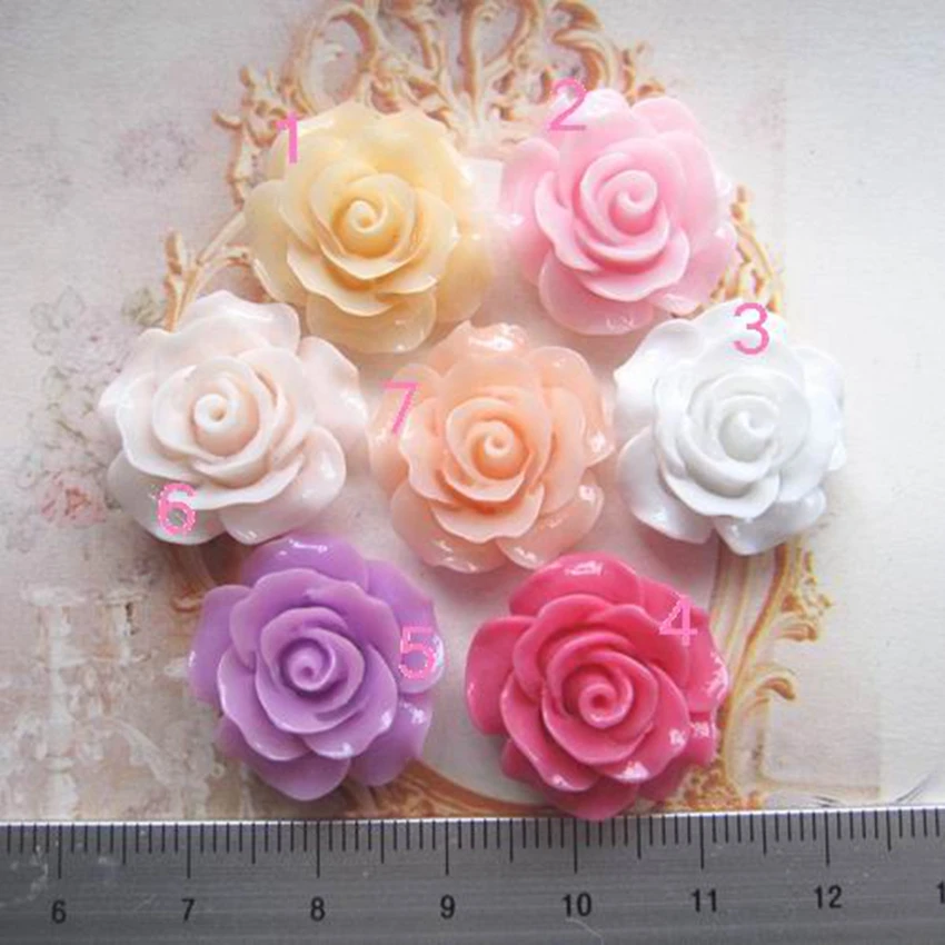 

Jewelry Materials For DIY Hair Decoration Popular 50pcs Mixed 21mm Flat Back Reisn Cabochon Cute Flowers